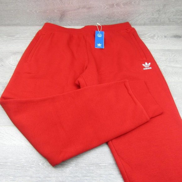 Adidas Originals Essentials Fleece Pants Mens Size XL Slim Fit Red NEW - Picture 3 of 13
